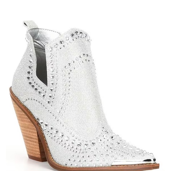 Gianni Bini Brees Rhinestone Metallic Western Booties - Picture 1 of 12